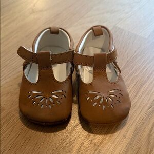 Target Brown Kids Dress Shoes with Floral Cutouts